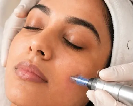 Client receiving a microneedling facial at Elite Beauty Medi Spa